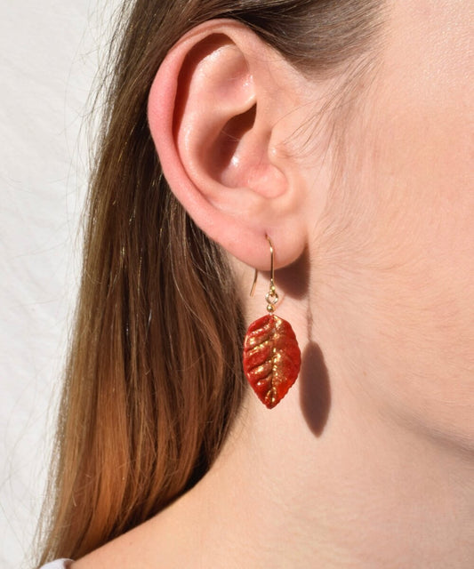 Pendientes Hojas Rojo