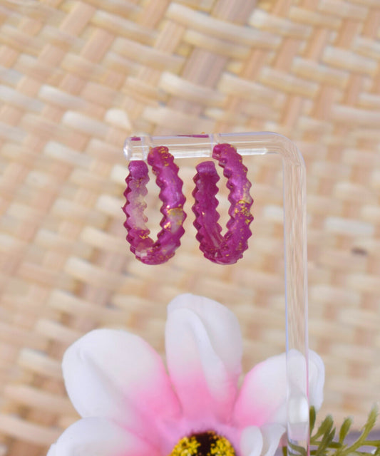 Pendientes Aro Combi Fucsia