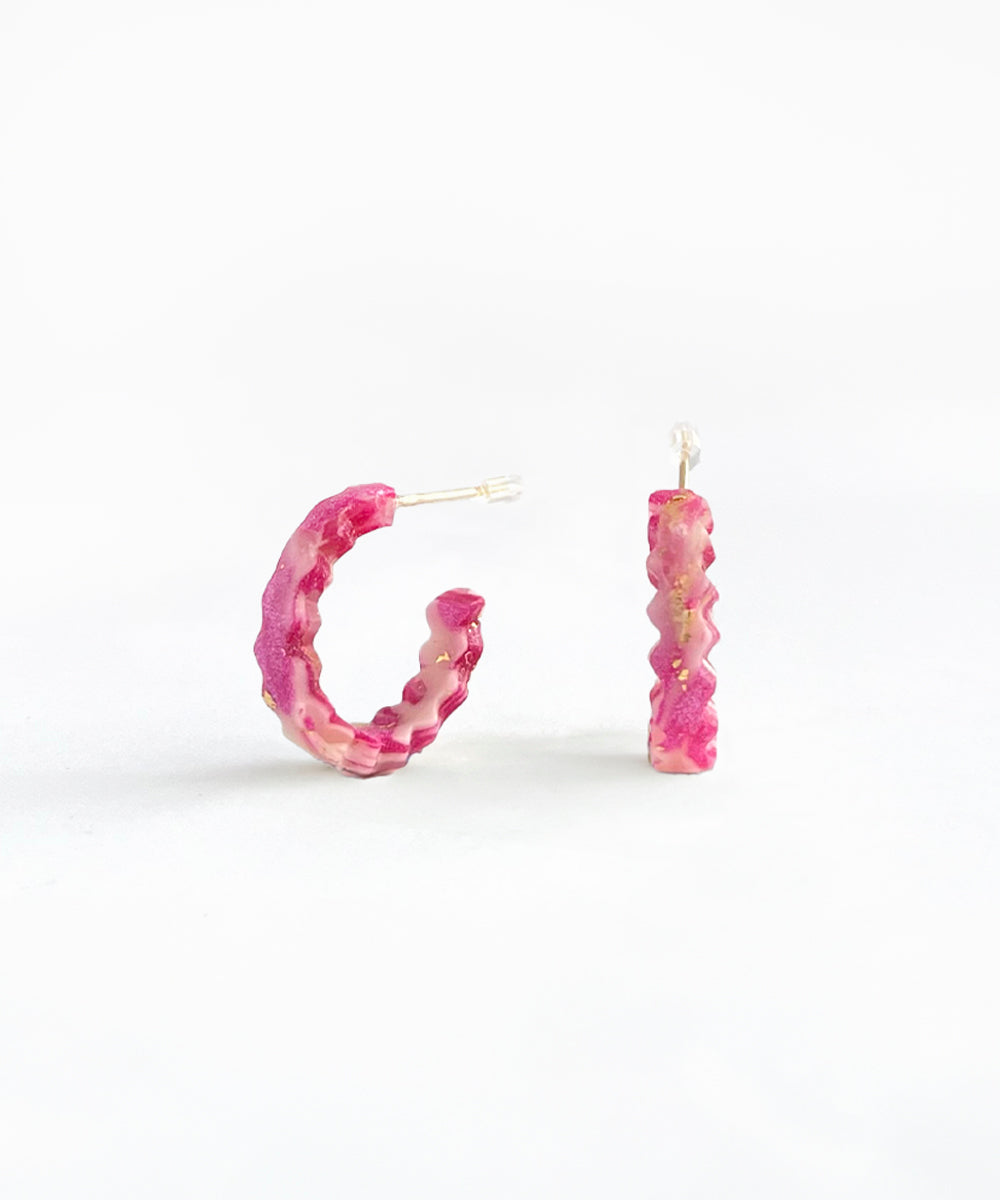 Pendientes Aro Combi Fucsia