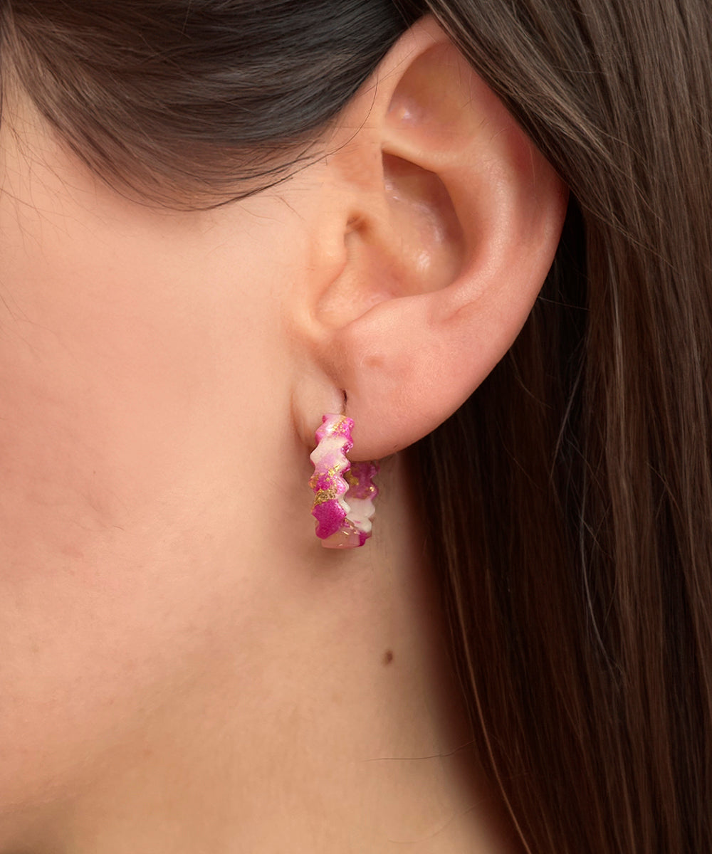 Pendientes Aro Combi Fucsia